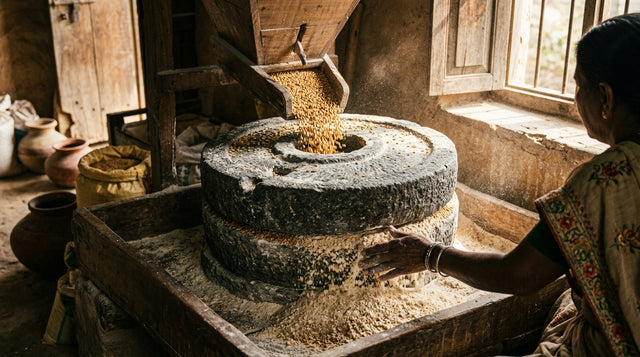 Cold Natural Stone Chakki Milling (32°C): Preserving the Living Wheat Germ Embryo and Native Enzyme Matrix