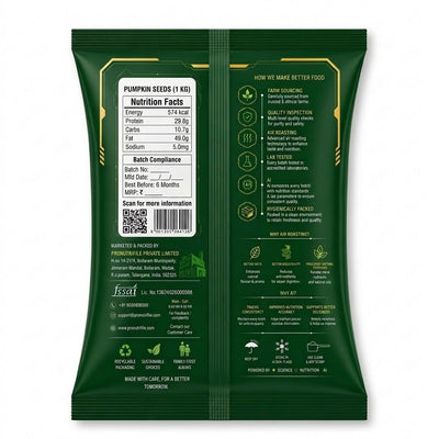 ProNutriFile Raw Premium Pumpkin Seeds (Shell-Free)